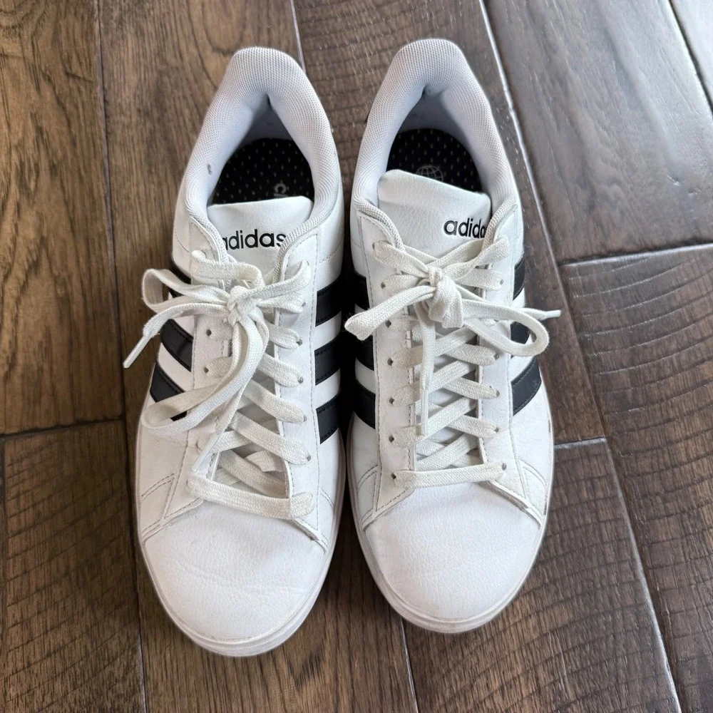 Adidas Grand Court Cloudfoam Comfort White Black Sneakers GW9214 Womens 8 - Picture 2 of 9